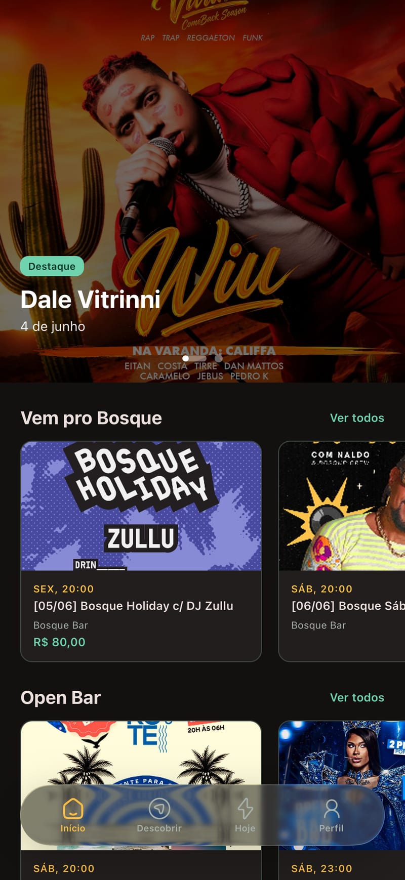 Sextou home screen